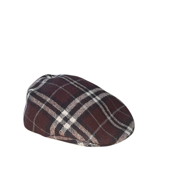 Burberry‎ Vintage Rare Nova Check 100% Wool Newsboy Plaid Hat Cap - Picture 1 of 11